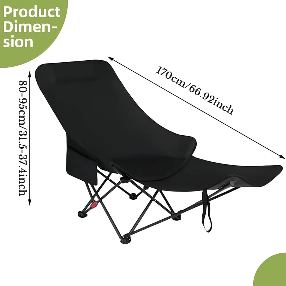 Chaise pliante portable avec sac de rangement et repose-pieds pour camping et pêche