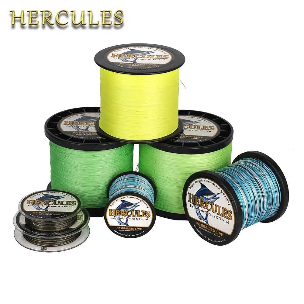 Ligne de pêche Hercules 8 brins 10-150LB pour eau douce, super résistante PE multifilament 300m 500m 1000m