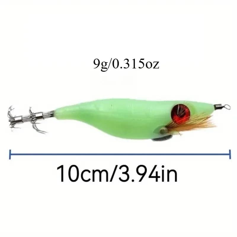Leurre souple lumineux pour calmar et seiche, 7 leurres fluo pêche en mer 10 cm
