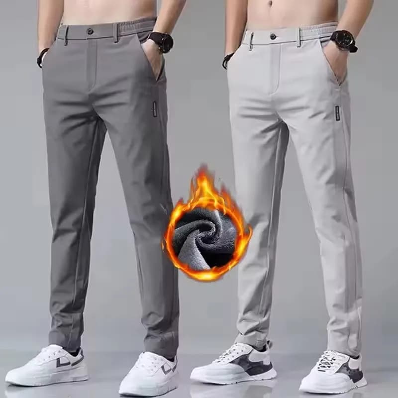 Pantalon velours décontracté hiver homme - Élastique stretch - Pêche business classique épais chaud