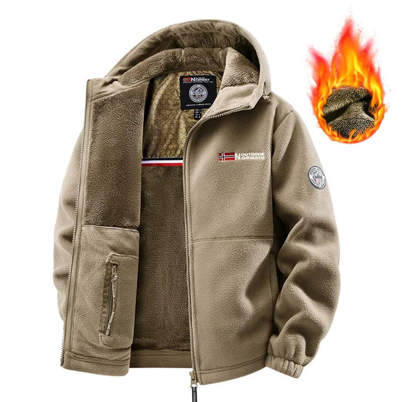 Veste laine mouton hiver pêche homme grande taille - Blouson épais chaud rétro sport décontracté