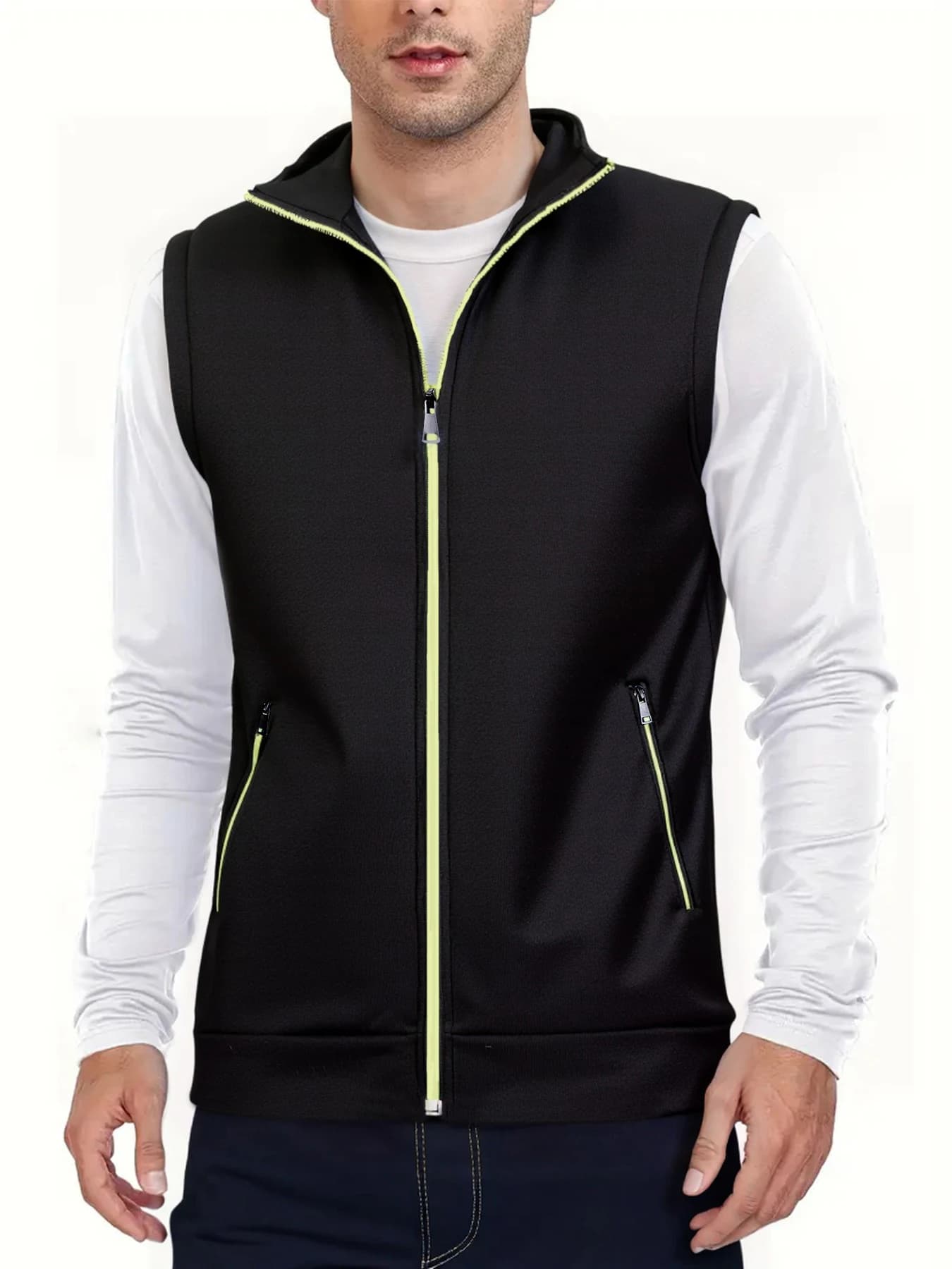 Veste sans manches homme col montant chaude décontractée streetwear pour automne hiver