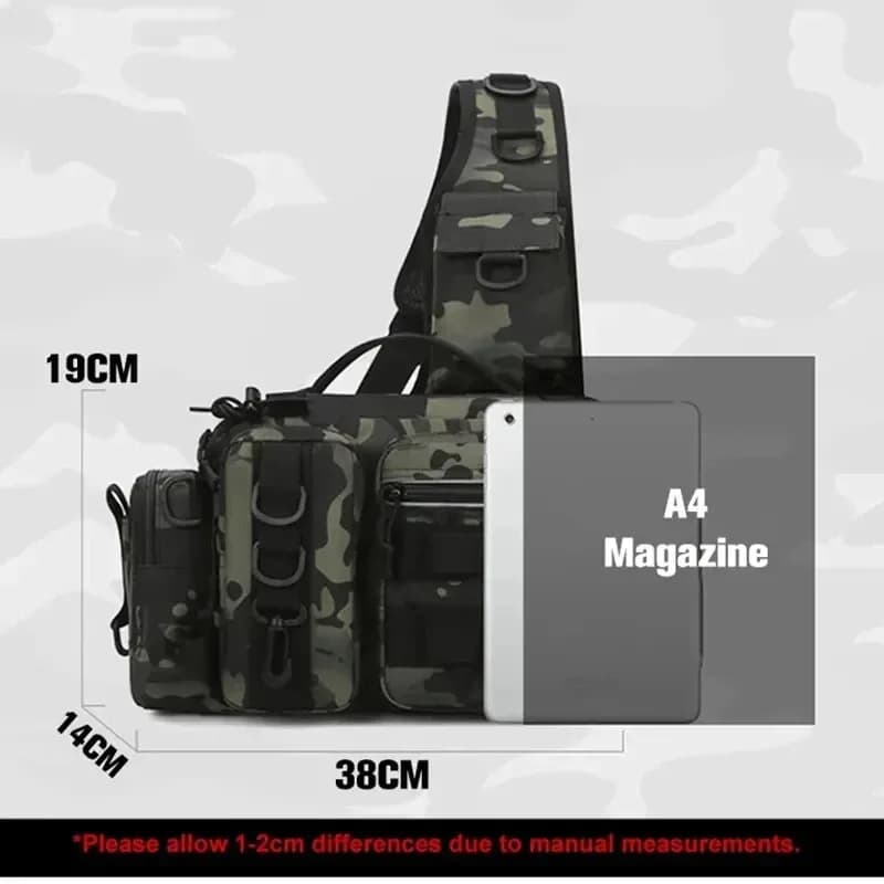 Sac de pêche polyvalent grande capacité avec boîte à appâts, sac bandoulière, ceinture ou sac à