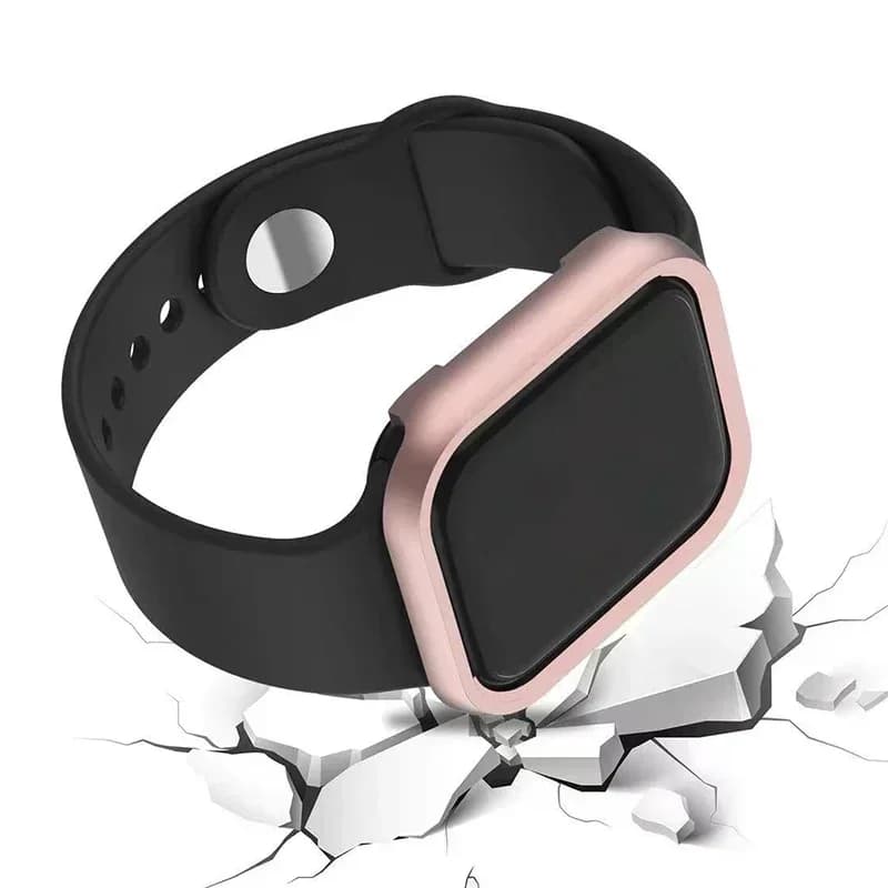 Cadre métal aluminium or pour Apple Watch SE 10 9 8 7 - protection étanche pêche
