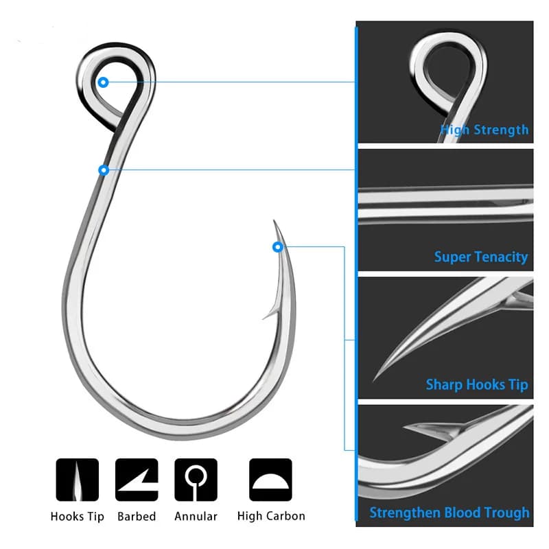 9KM Fishing Hooks 25Pcs Jigging Hook Carp Eye Worm Barbed Inline - Hameçons acier pêche mer et carpe