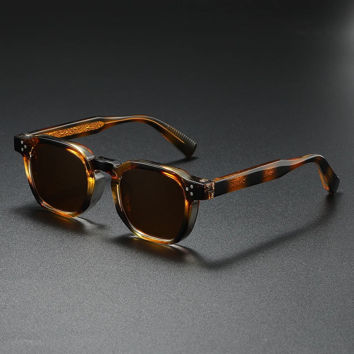 Lunettes de soleil carrées polarisées unisexe métal rivets CP conduite pêche protection UV