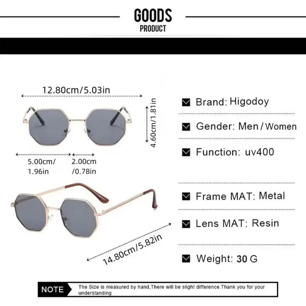 Lunettes de pêche octogonales métal rétro - Protection UV400 pour homme et femme - Style vintage