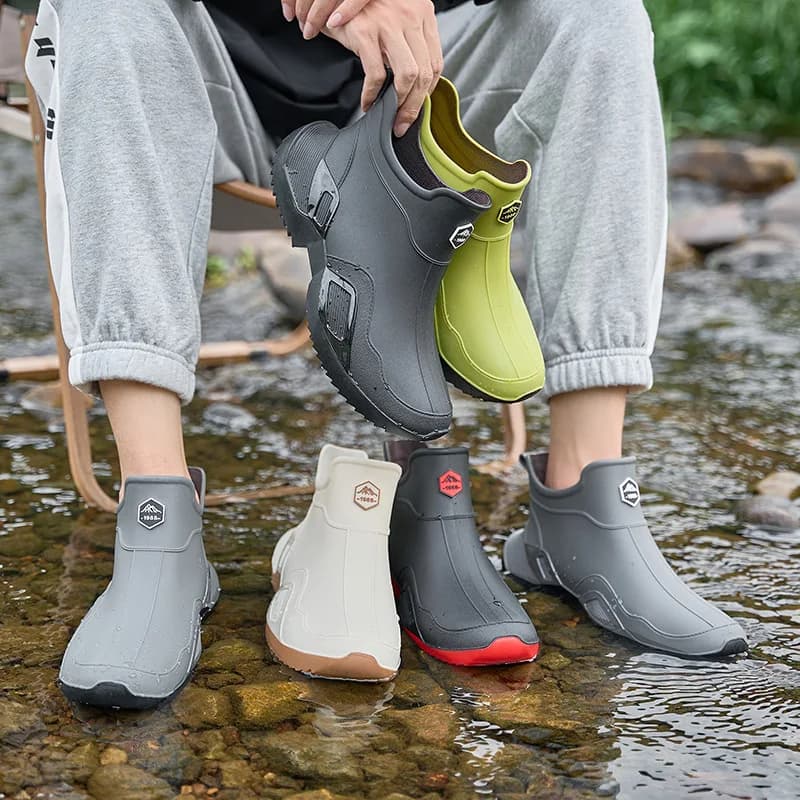 Chaussures de pluie couple courtes imperméables anti-dérapantes caoutchouc résistant 2026 - Bottes pêche