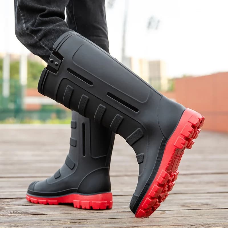 Bottes de pluie homme haute imperméables anti-dérapantes résistantes pour pêche lavage auto