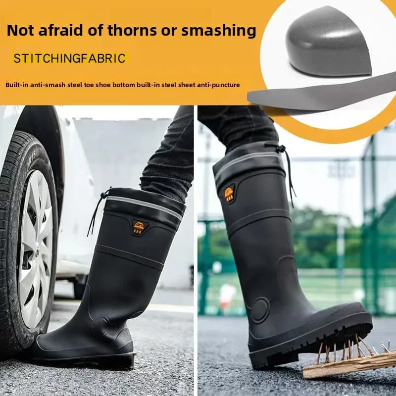 Bottes de travail homme sécurité coque acier semelle anti-écrasement pêche industrielle