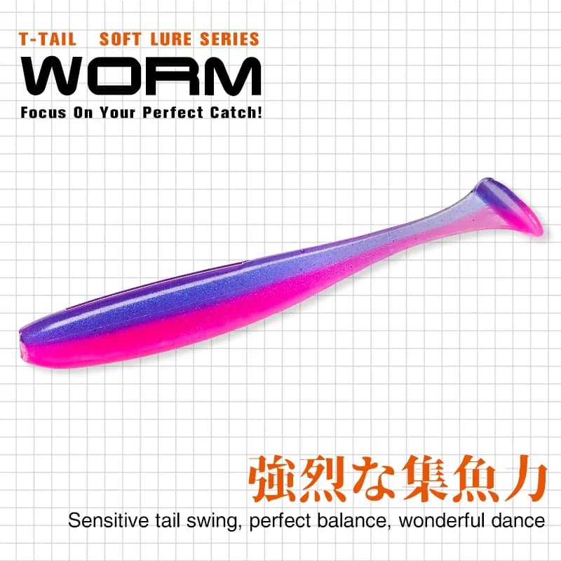 Leurre souple T Tail Worm TSURINOYA 100mm et 120mm, appât artificiel parfumé pour la pêche du bar