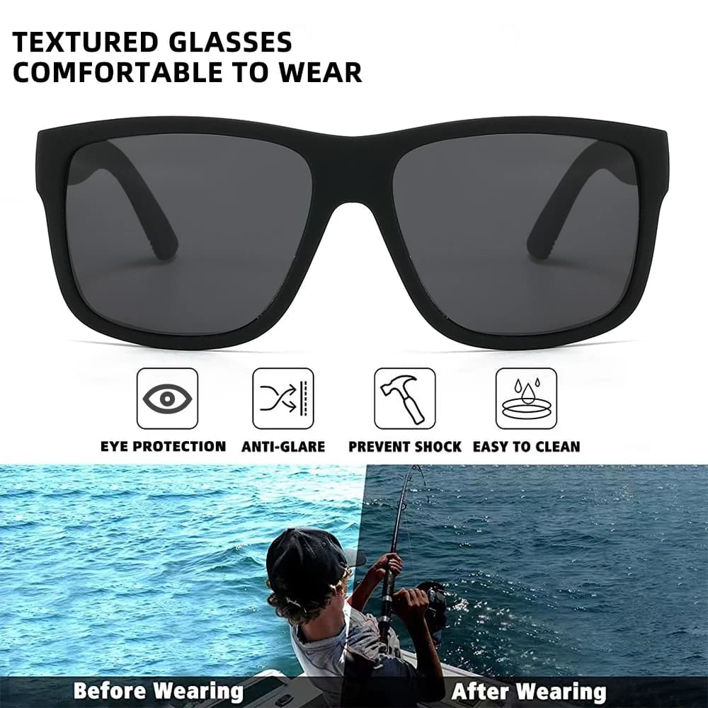 Lunettes de soleil polarisées surdimensionnées vintage - Luxe UV400 pour conduite, pêche et voyage