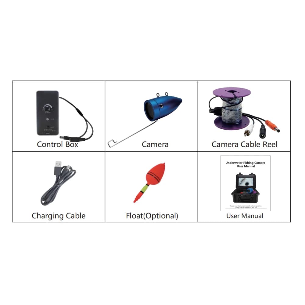 Caméra détection poissons 7 pouces 24 LEDs (12 blanches + 12 IR) option DVR boîtier aluminium câble 15/30m