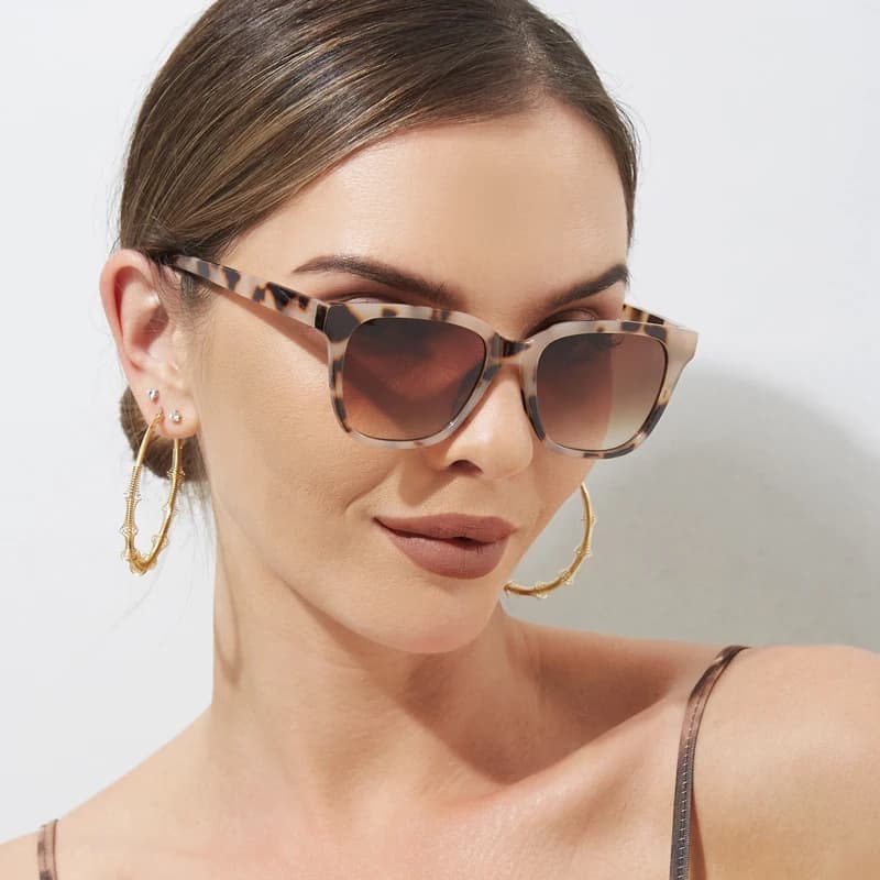 Lunettes de soleil vintage femmes tendance pêche - Cadre carré anti-lumière UV400 - Marque candy
