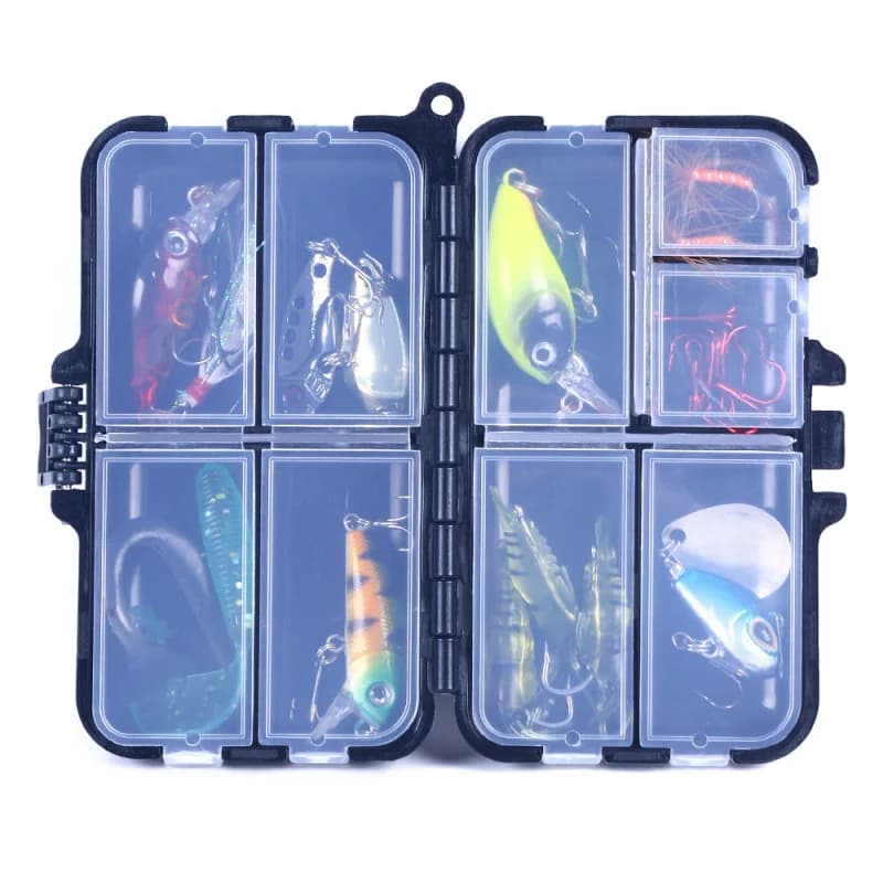 Boîte accessoires pêche mer 12 compartiments couvercle rabattable rangement matériel pêche étanche