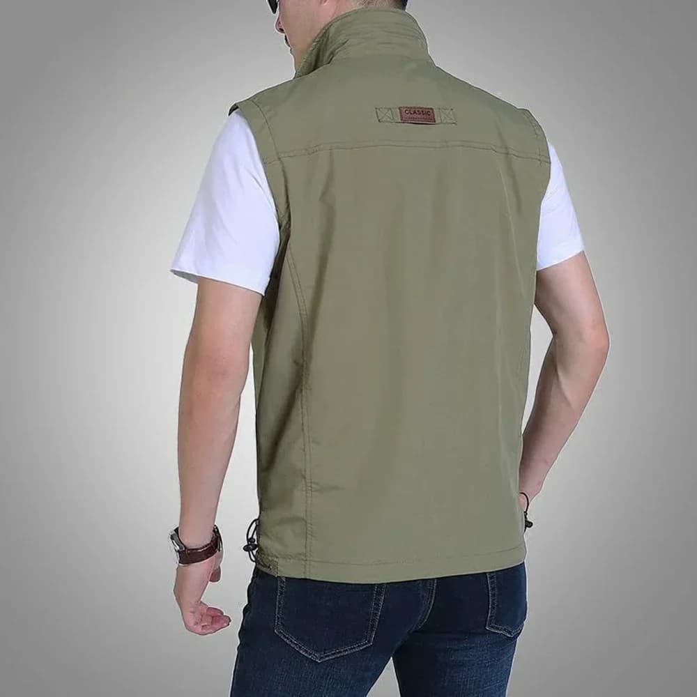 Veste légère homme pêche été respirante mesh avec poches et fermeture éclair couleur unie