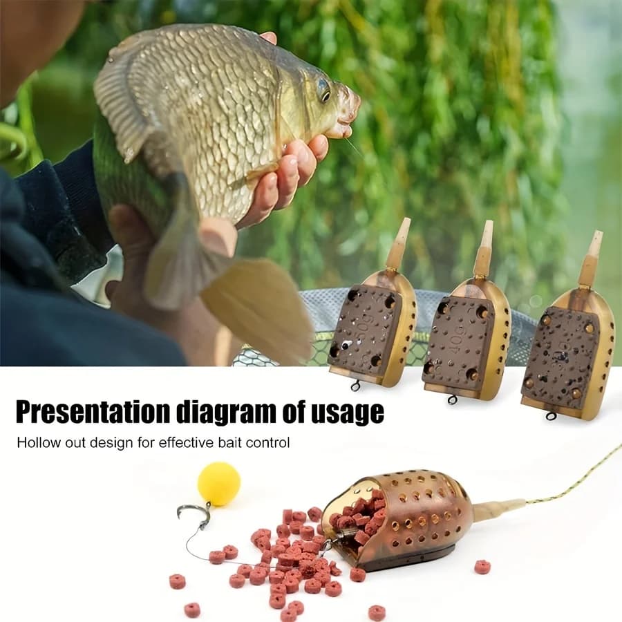 Amorçoir à pellets inline 30g 40g 50g pour pêche à la carpe et pêche au coup - feeder maggots