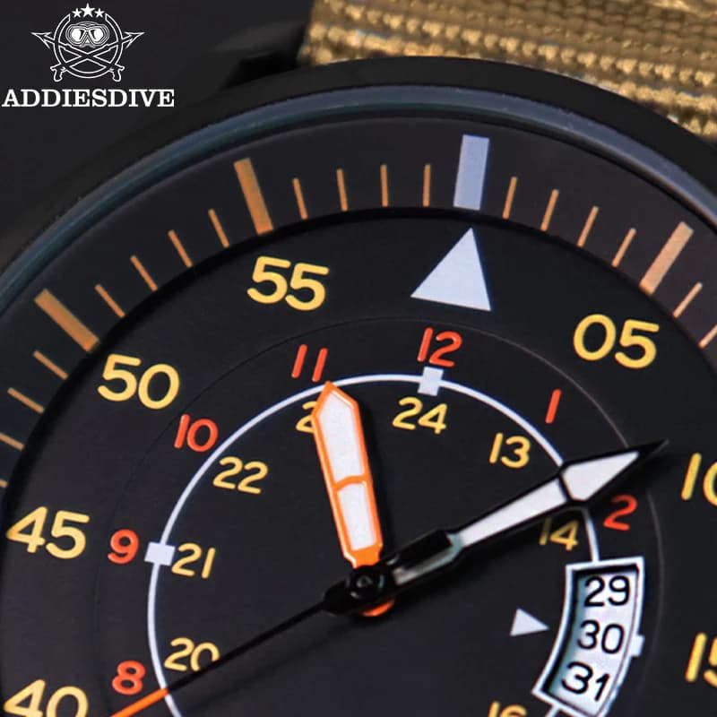 Montre analogique homme ADDIESDIVE étanche 50m grand cadran lumineux sport quartz bracelet nylon