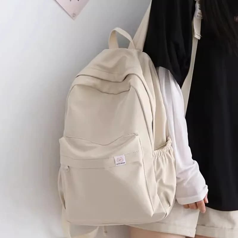 Sac à dos étudiant grande capacité unisexe couleur unie - Style pêche simple et tendance - Nouveau modèle