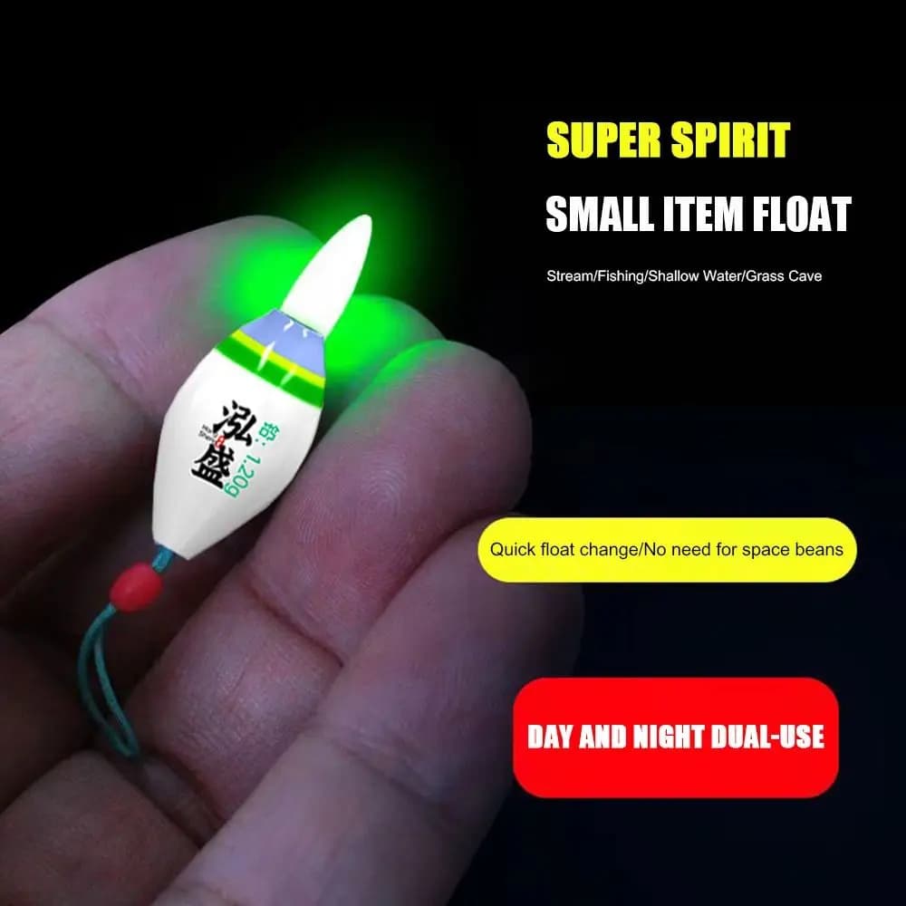 Flotteur coulissant LED pour pêche nocturne avec indicateur lumineux vert/rouge et tube dérivant