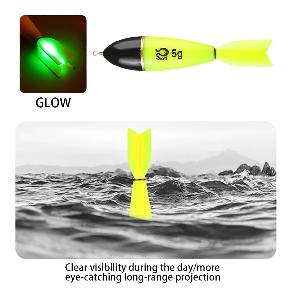 Flotteurs lumineux pour pêche nocturne - 1 à 5 pièces bobbers fluorescents mer océan pêche rocheuse
