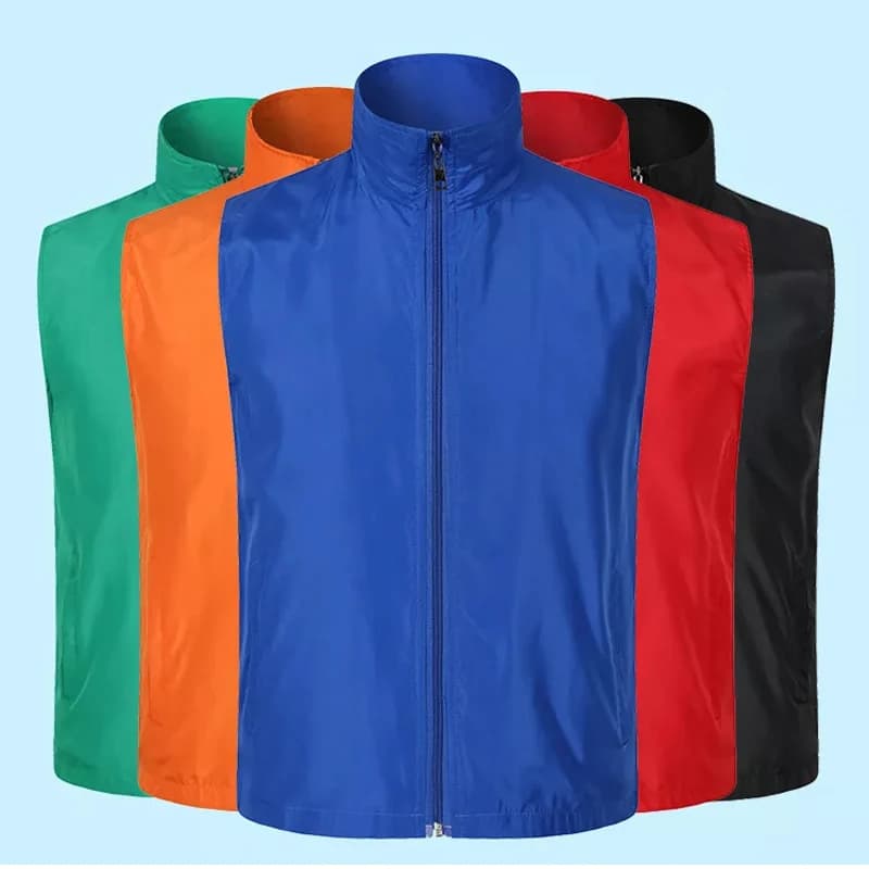 Gilet pêche polyester 100% personnalisable zip - Veste cargo montagne bénévole homme - Uniforme groupe respirant