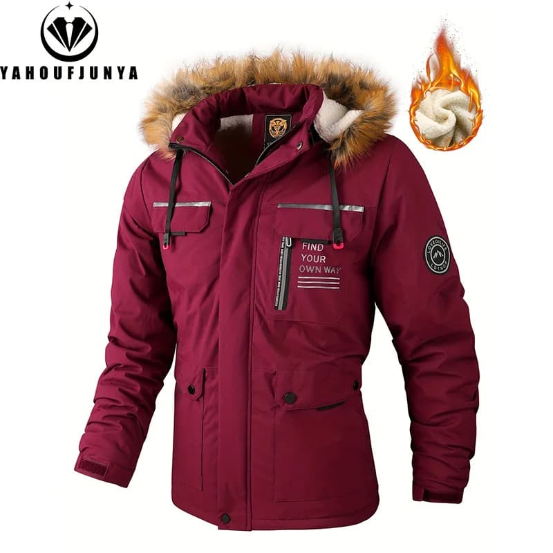 Veste randonnée hiver homme polaire chaude capuche amovible extérieur coupe-vent décontractée mode
