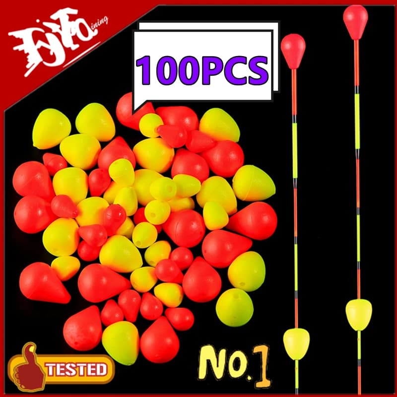 100 perles flottantes rouges et jaunes pour pêche, signal visuel ultra-sensible et accrocheur