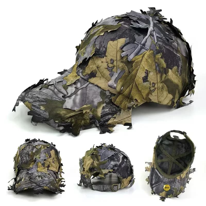Chapeau boonie camouflage 3D feuilles pêche chasse accessoire protection solaire tactique