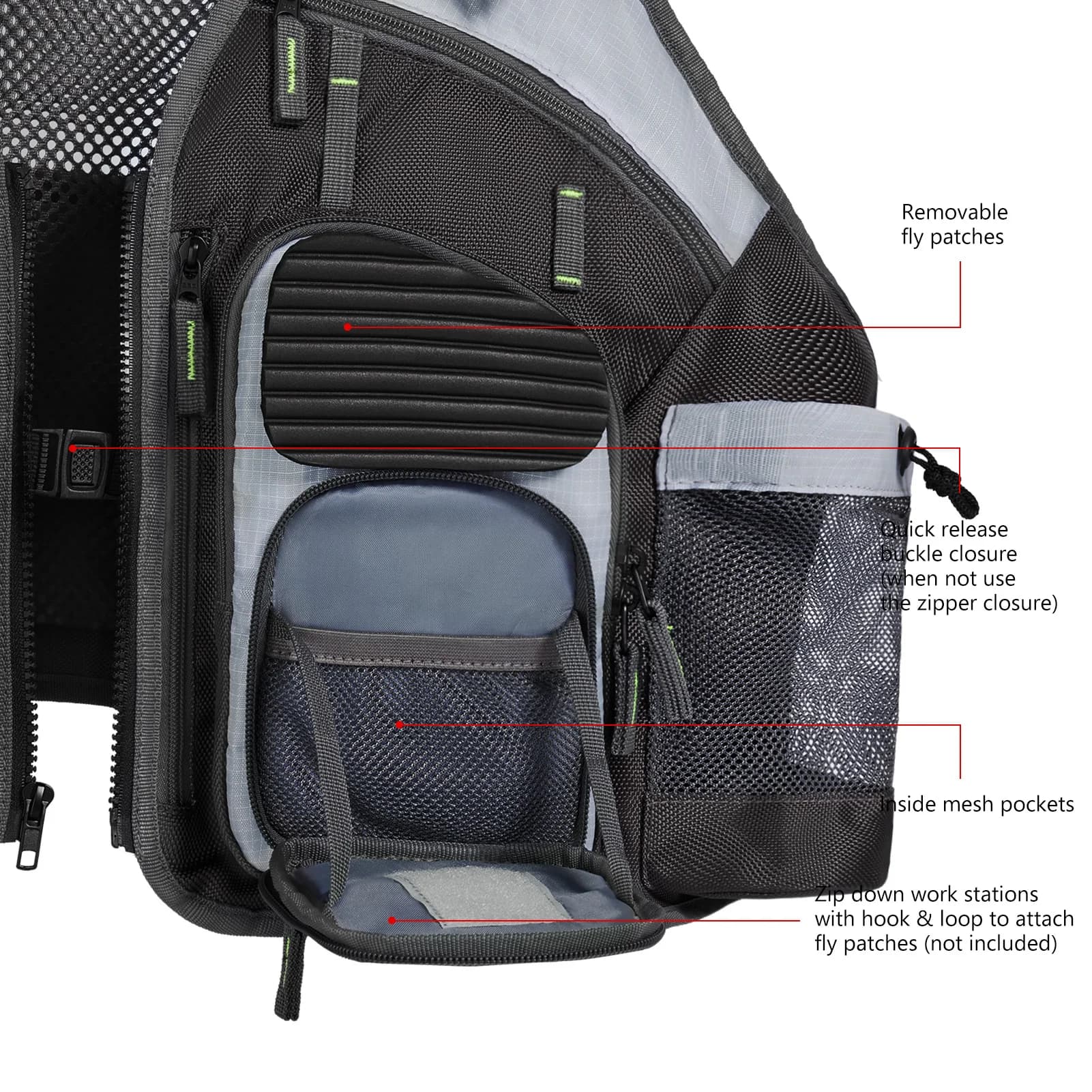 Veste pêche Bassdash ajustable et respirante pour rangement matériel de pêche extérieur