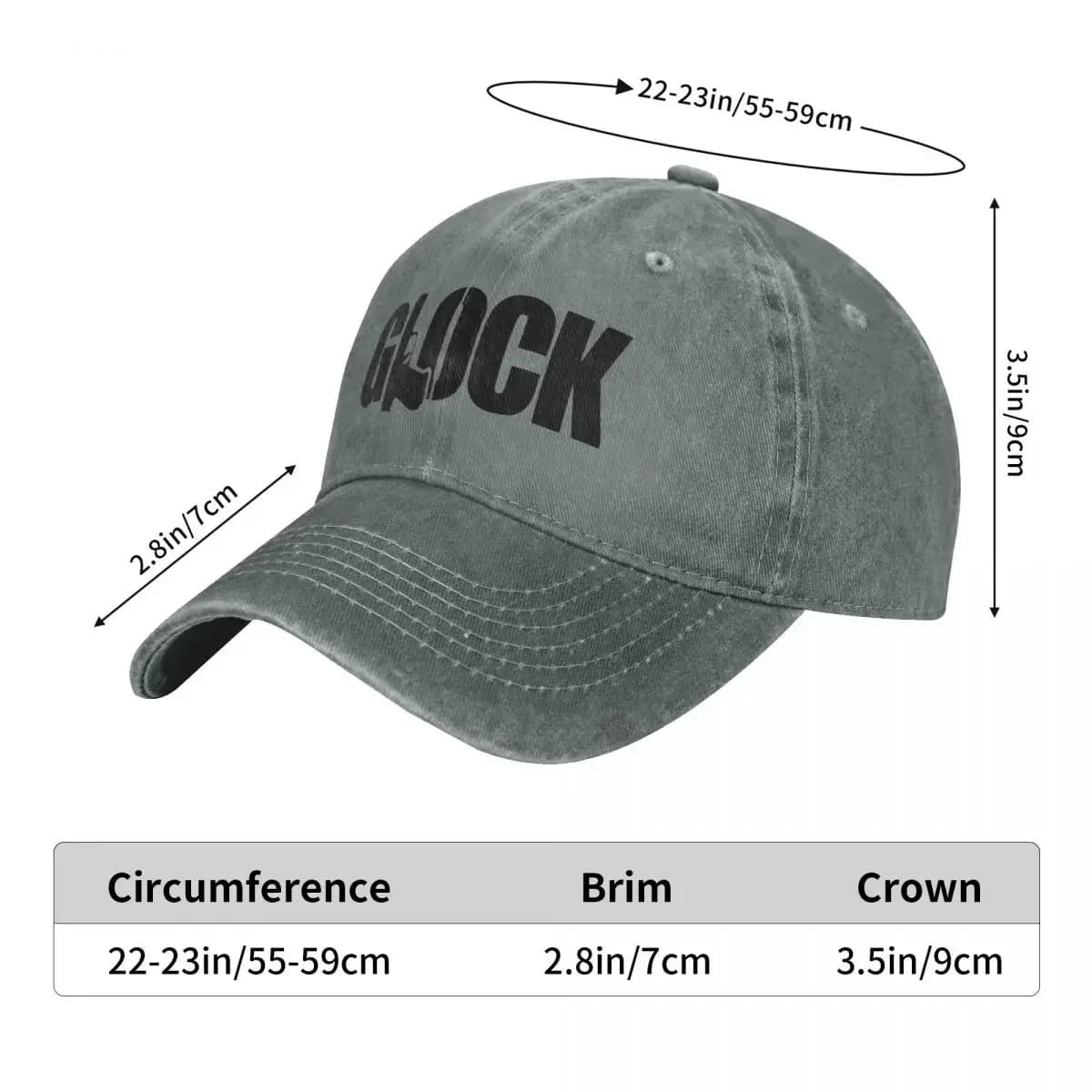 Casquette baseball pêche camouflage Glock Tactical - Snapback délavé unisexe toutes saisons