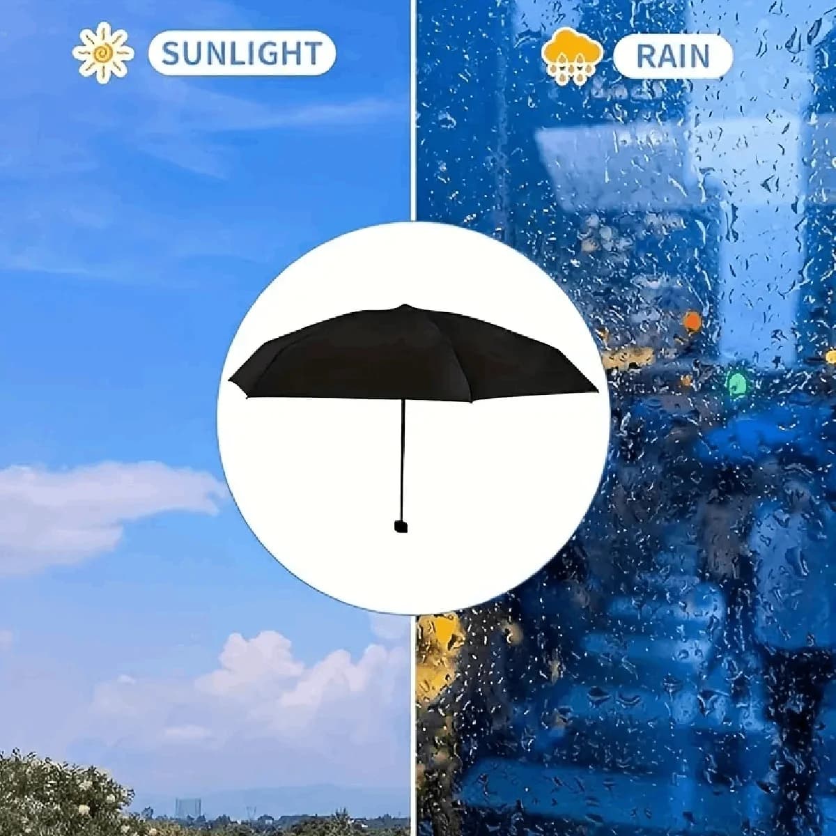 Parapluie Mini Ultra-léger 6 Plis Résistant UV - Compact Voyage Pêche Randonnée Portable