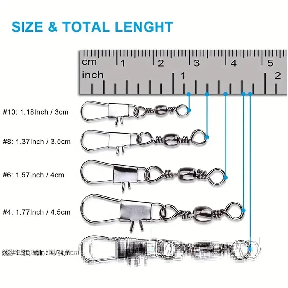 10/30/50 Connecteurs Rapides Lock Clips Fishhook Rolling Swivel Accessoires Pêche Sport Outils