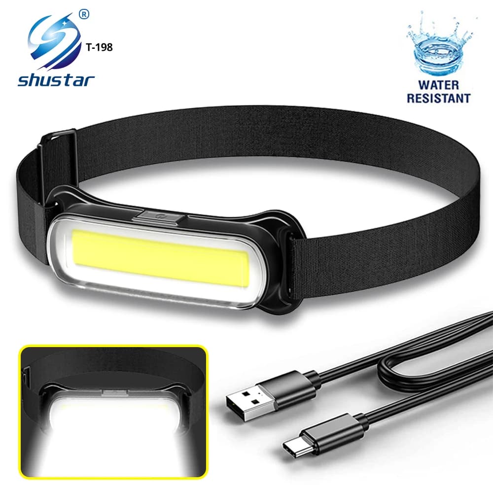 Lampe frontale LED rechargeable USB 3 modes pêche camping étanche torche frontale portable