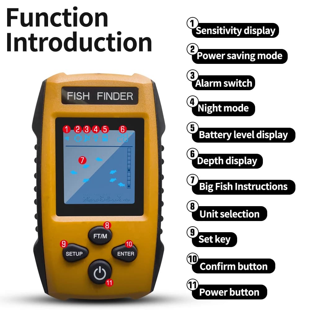 Sondeur portable FindFish smart water pour pêche sur glace et bateau, détection profondeur avec transducteur