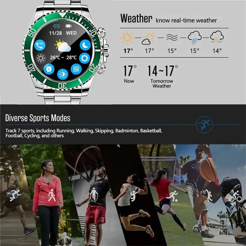 Smartwatch de luxe Aiweile AW12 style nouveau - Montre digitale étanche sport business cadeau homme