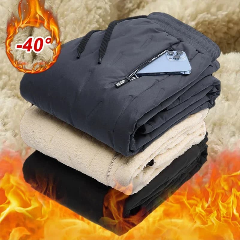Pantalon jogging laine mouton homme hiver épais pour pêche par grand vent froid