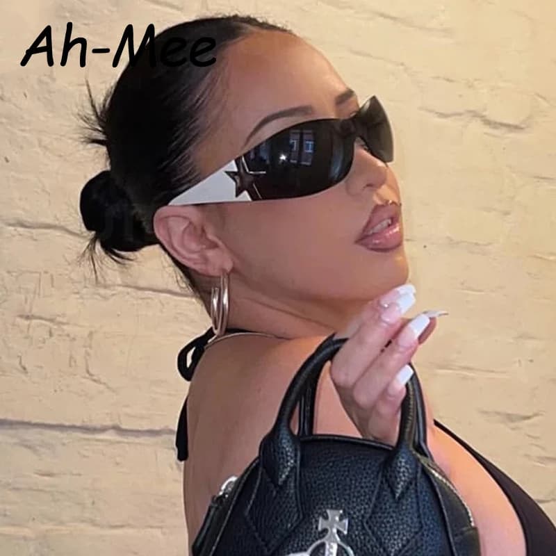 Lunettes de soleil rimless punk pour femme pêcheuse - Style Y2K pour pêche sportive tendance