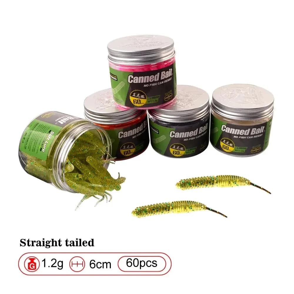 60 leurres souples mini vers crevettes 1.2g pour bar et pêche mer - Appâts senteurs
