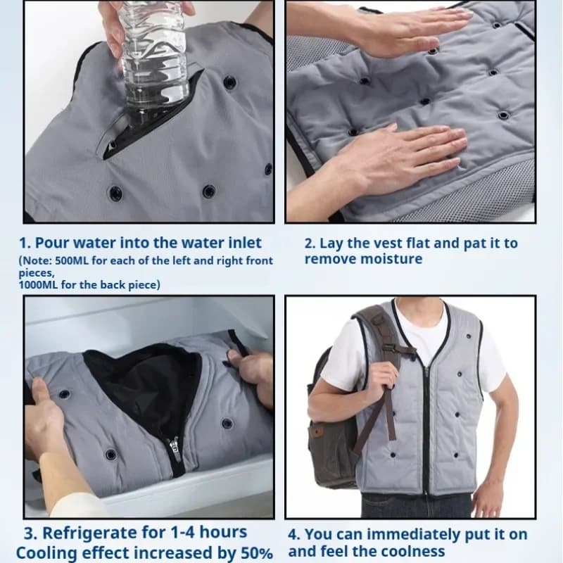 Veste rafraîchissante homme pour travail en extérieur et fortes chaleurs été par évaporation d'eau