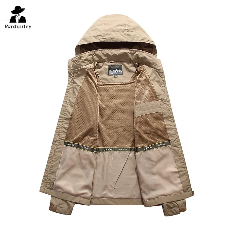 Veste imperméable homme printemps plus taille coupe-vent pêche camping gorpcore capuche