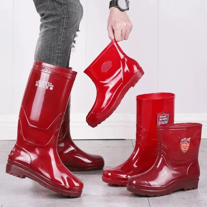 Bottes de pluie homme couleur thé séchage rapide sans doublure en PVC moulé d'une pièce