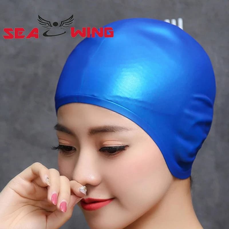 Bonnet de bain silicone professionnel étanche pour hommes et femmes avec protection oreilles et cheveux longs
