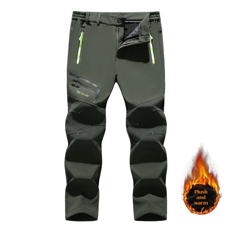 Pantalon thermique homme doublé polaire imperméable coupe-vent pêche camping grande taille