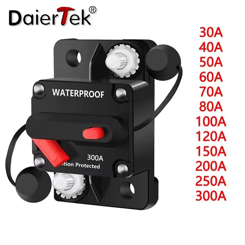 Disjoncteur manuel 30A-300A 12V/48V DC étanche pour bateau pêche - Protection audio voiture