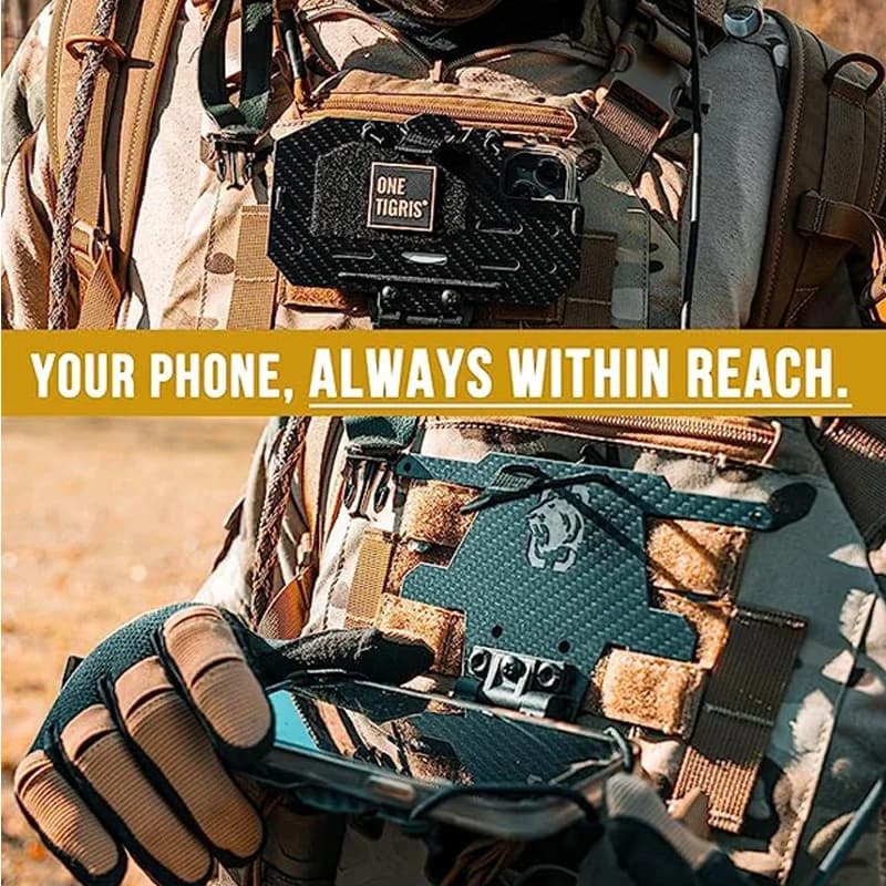 Porte-téléphone tactique ONETIGRIS pour gilet - Support universel 4.7"-6.7" pêche airsoft