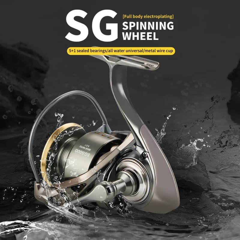 Moulinet spinning LANHABEE électroplacé pour lancer longue distance - léger universel toutes eaux