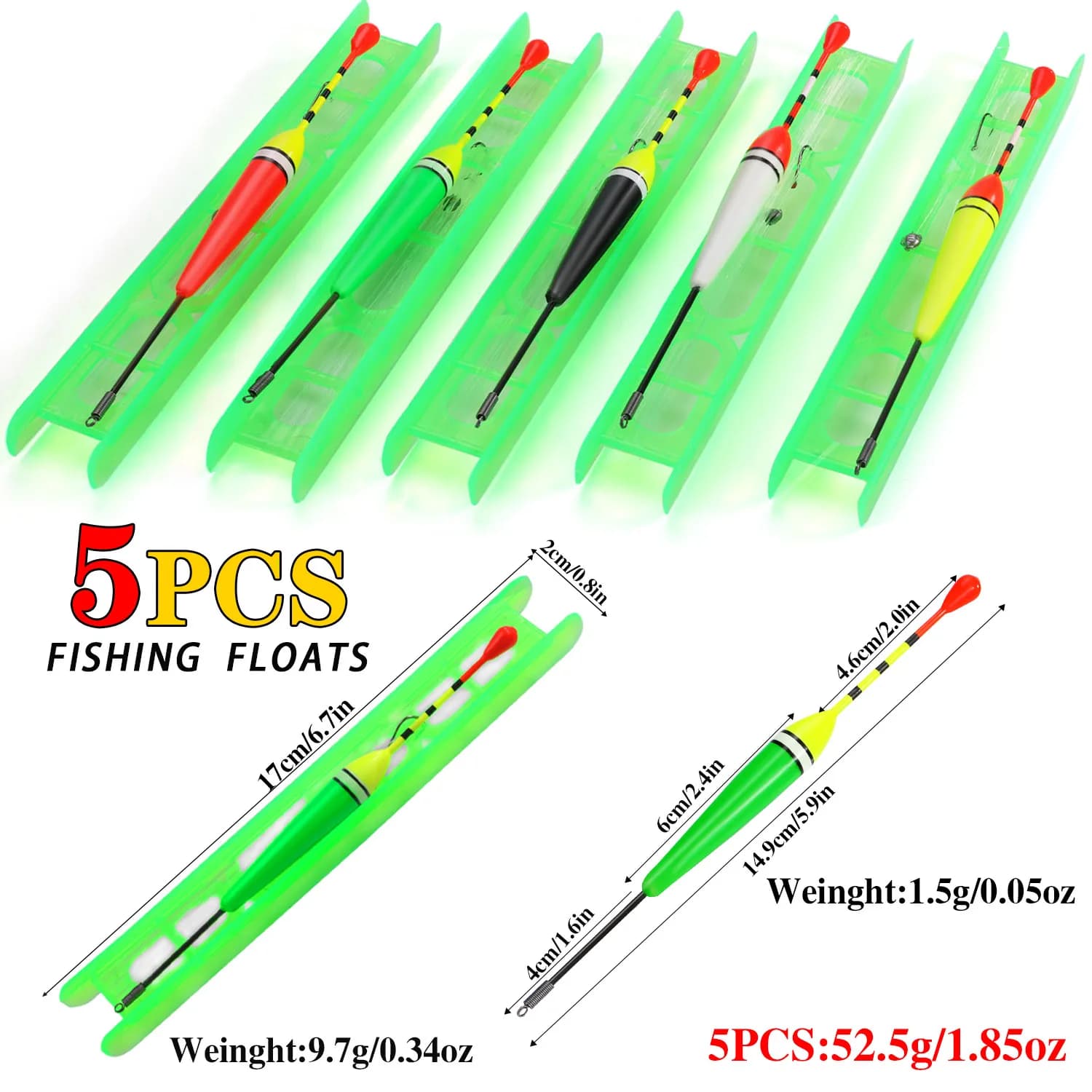 Lot de 5 flotteurs de pêche Sougayilang pour canne à triple hameçon et accessoires de pêche