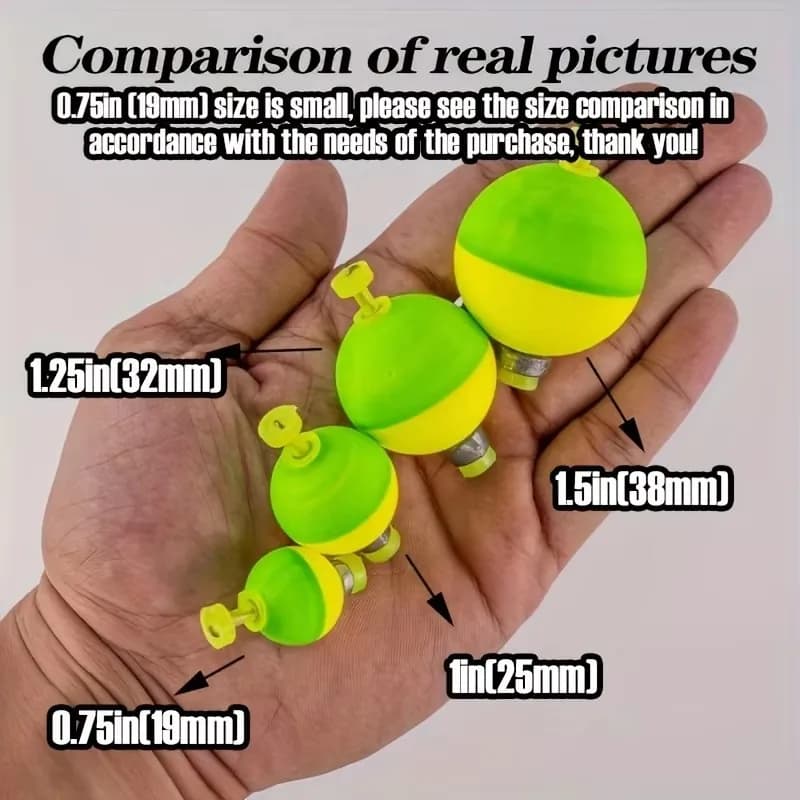 Kit 5 flotteurs pêche Snap-On balles EVA - Flotteurs manuels pour crappie, bluegill et poissons-chats