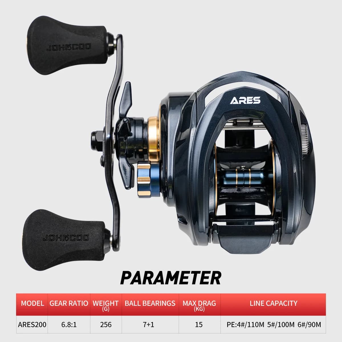 Moulinet baitcasting métal 15KG frein 7+1 roulements - Cadre aluminium eau douce et mer
